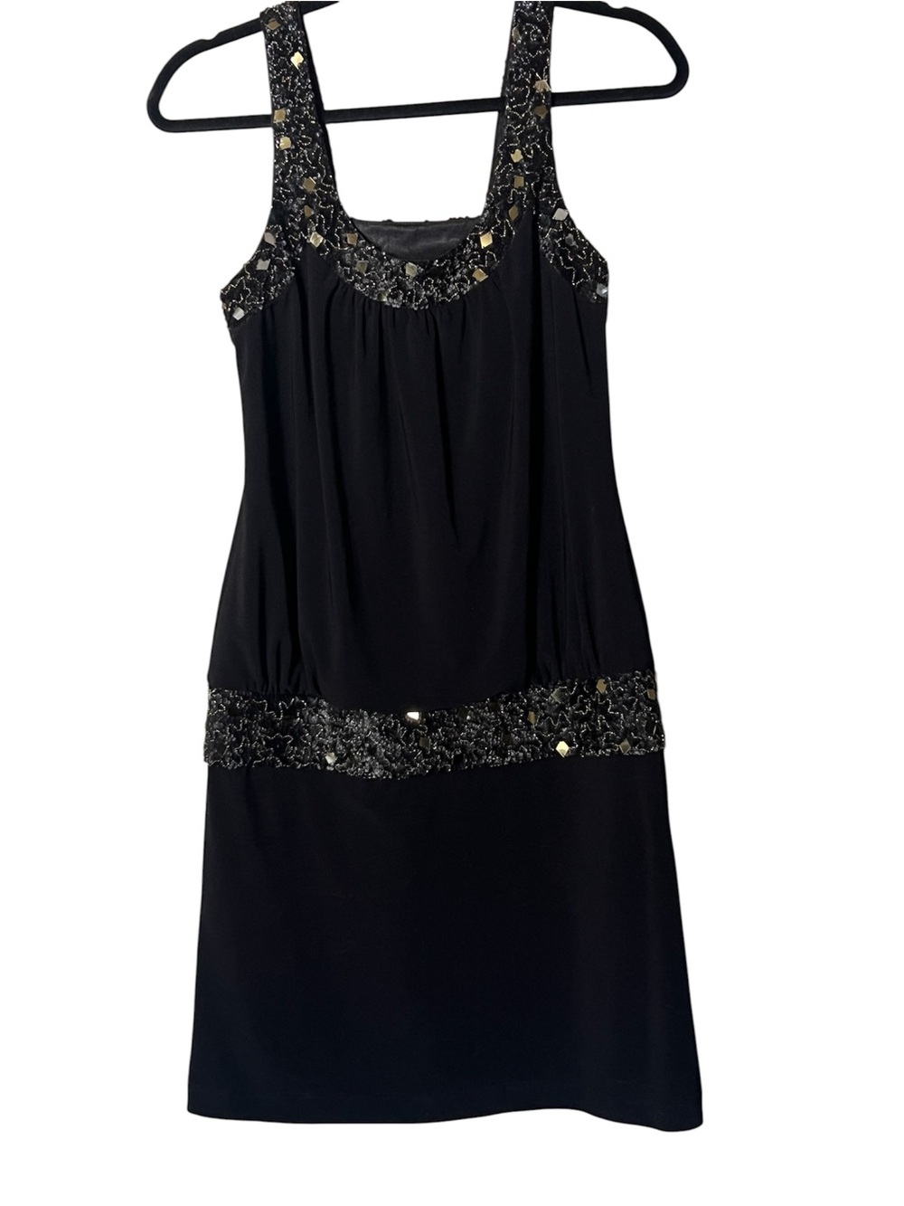 Sue Wong Nocturne beaded black cocktail  dress with scoop back 1920’s Sz 4